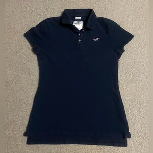 Hollister Women's Medium Navy Blue Stretch Polo;
Back to School